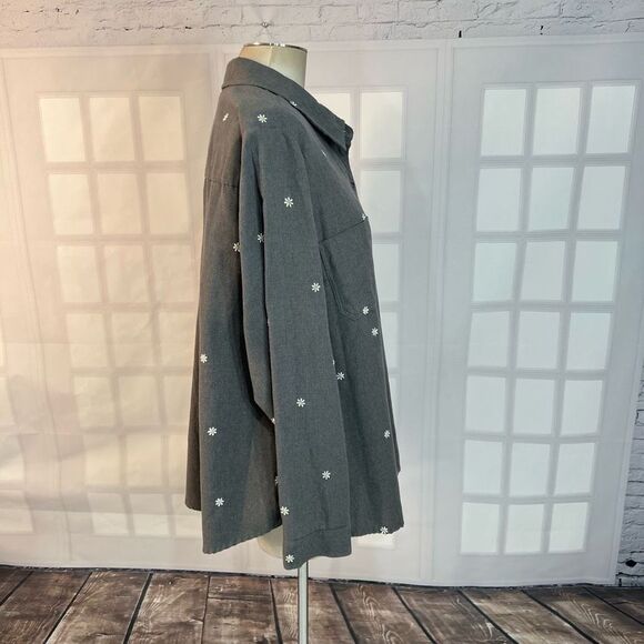 Torrid Taylor Cotton Embroidered daisy Button-Front Shirt size 3x - Picture 5 of 11